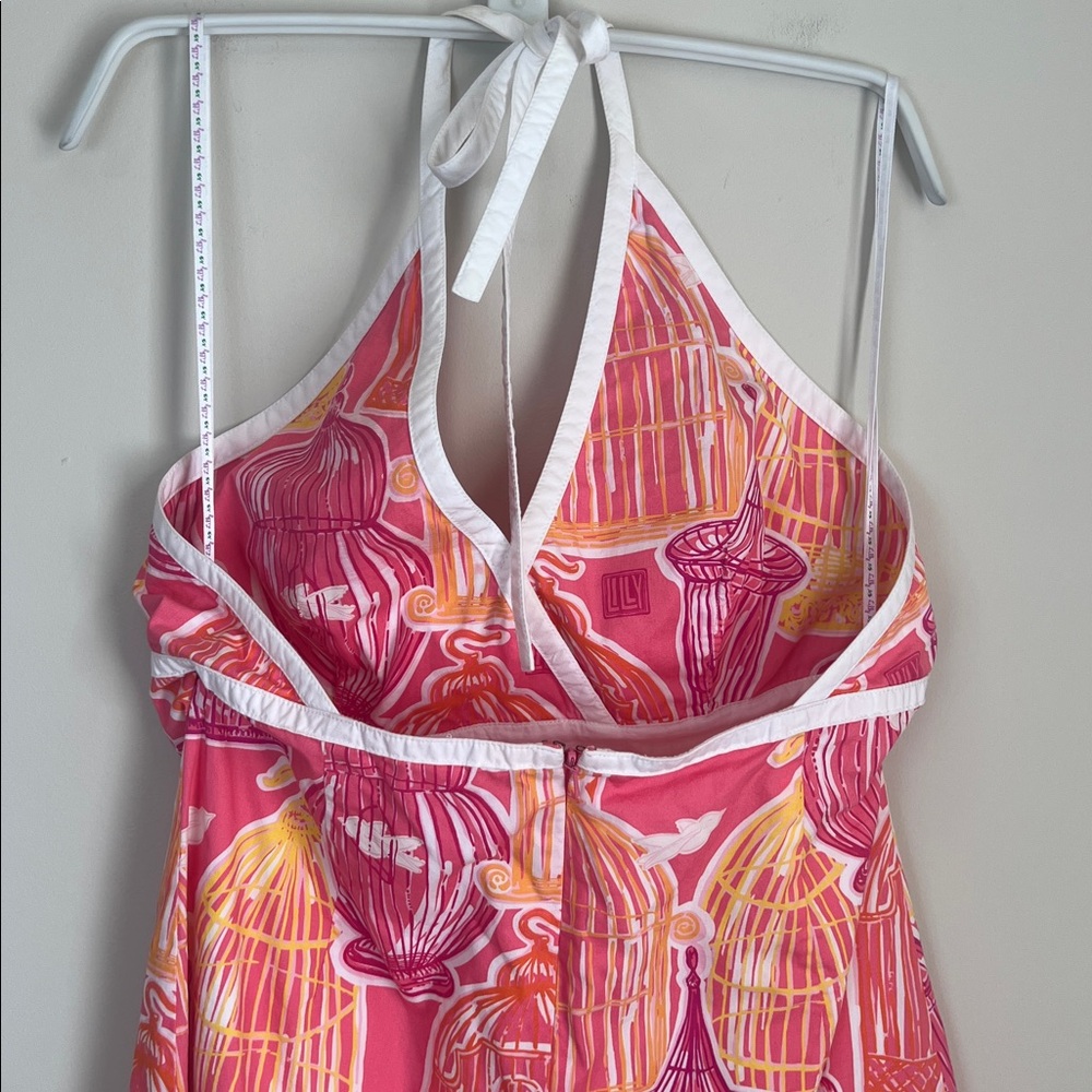 Vintage Lilly Pulitzer Pink Multi Birdcage Halter Mini Dress - Picture 4 of 11